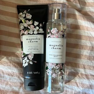 bath and body works magnolia charm ultra shea body cream and fine fragrance mist
